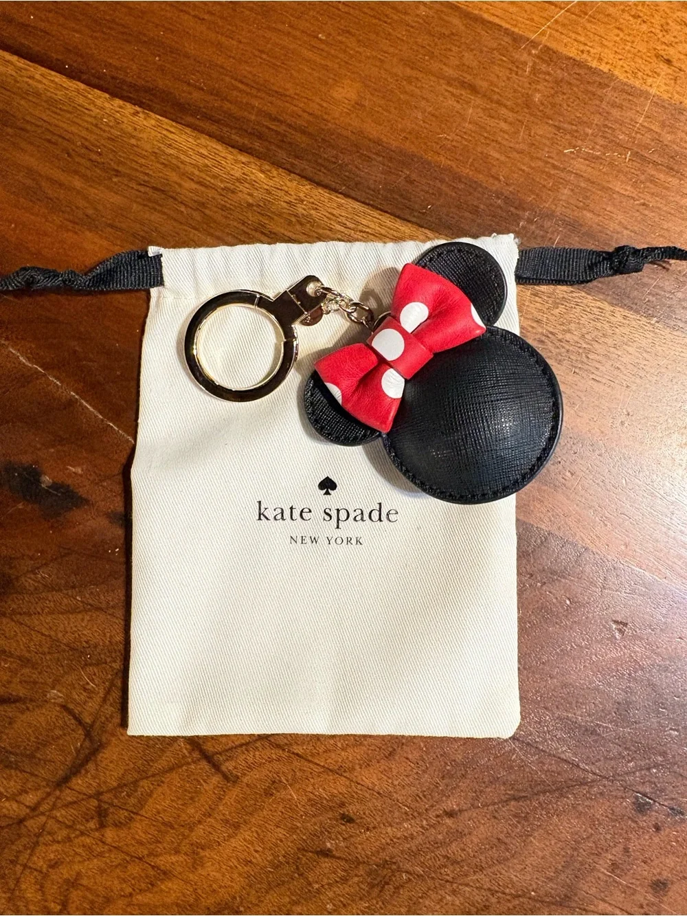 Kate Spade black and red Minnie Mouse keychain